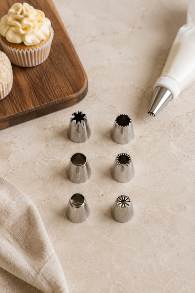 Kitchen Way 6-Piece Cream Tip Set for Cake, Cupcake, Cookie Decorating Tips K...