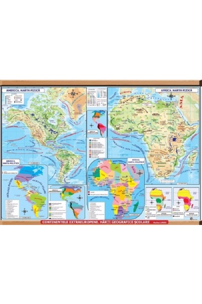 CARTA ATLAS Harta de perete continentele extraeuropene