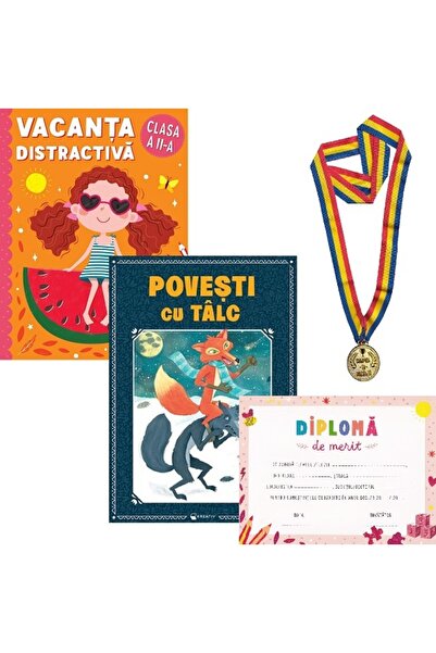 Kreativ Pachet: Vacanta distractiva. Povesti cu talc + Diploma + Medalie - Cl...