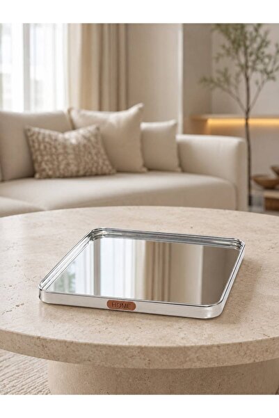 Hinora Square Mirrored Metal Decorative Tray – Presentation Tray with Gold & ...