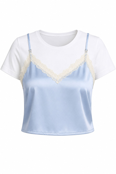 Özge Özgenç Basic T-Shirt Detailed Lace Blouse