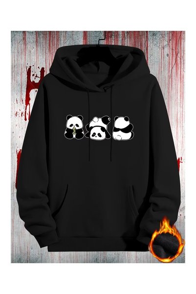 DAXİS Sportwear Company Pandas Printed Oversize Hooded Sweatshirt