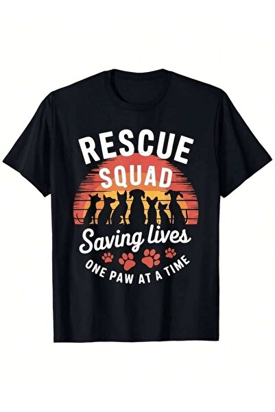 26LIK Men'S Lifesaving Squad, One Paw At A Time - Retro Animal Rescue Graphic...