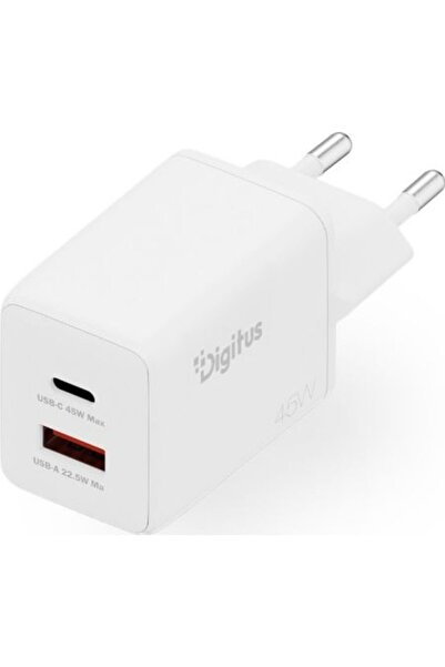 Digitus Φορτιστής USB GaN DA-10302 USB-C + USB-A 45 Βατ Λευκός