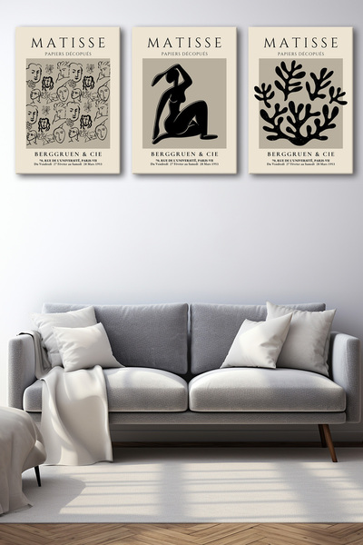 Tilki Dünyası Henri Matisse set od 3 platna - Moderni set za zidne slike sa c...
