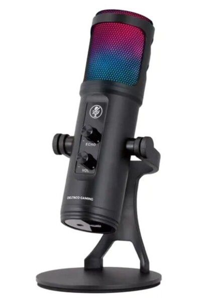 DELTACO Μικρόφωνο Ενσύρματο RGB Streaming Μαύρο (4222236)