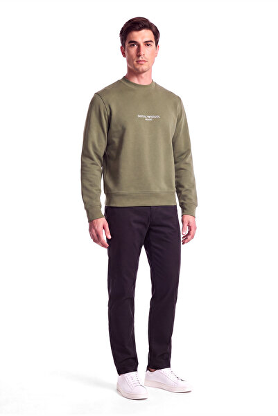 Emporio Armani Men's Regular Fit Round Collar Logo Detailed Cotton Double Jer...