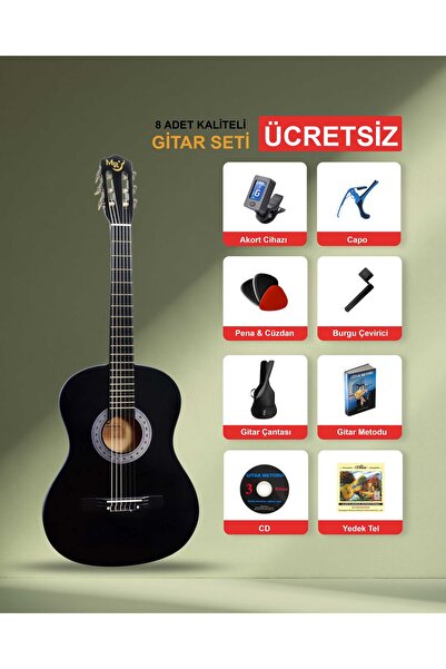 Manuel Raymond Siyah Renk Klasik Gitar 3/4 Junior Başlangıç