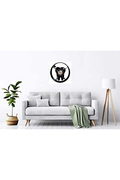 OEM Ceas de perete decorativ din disc de vinil, model de instrumente dentare (molar), pentru cabinet stomatologic, negru, 30 cm
