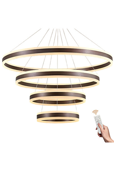 OtherMax Lustră LED cu 4 inele, reglabilă, modernă, maro, 40-100cm — inel led...