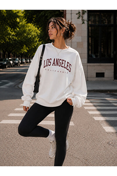 ZAVIXO Unisex φούτερ με στάμπα Los Angeles California, oversized, με λαιμόκοψ...