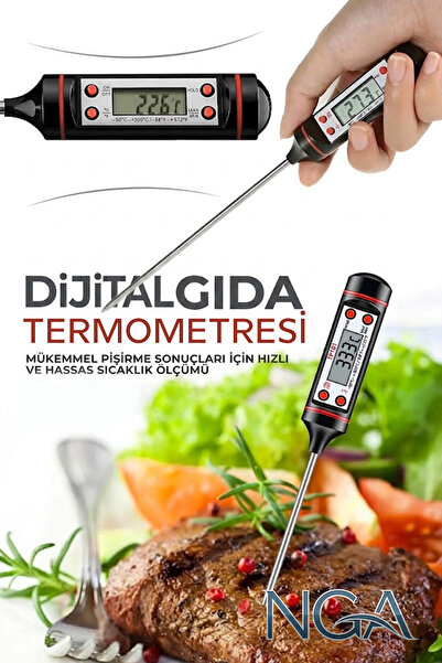 NGA Dijital Gıda Termometresi Sıcaklık Ölçer Mutfak Gıda Termometresi Ölçüm S...