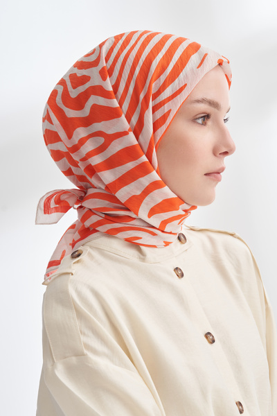 ARMANDA Nomadic Lines Desen the Tencel Edit Scarf - Stone - Orange