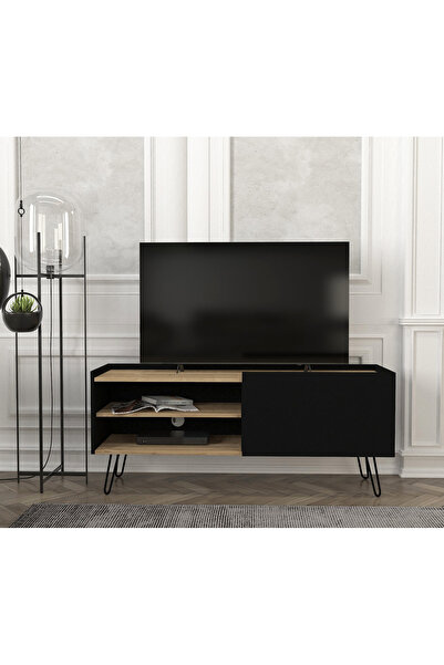 Dekorister Nina Tv Ünitesi 140 cm - Ayaklı Düşer Kapaklı ve Raflı Modern Tele...