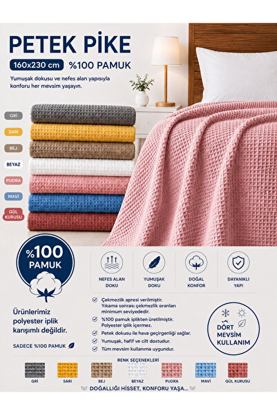 Dotamess Petek Pike 100% Cotton Single Size 160X230 cm – Soft, Breathable, Al...