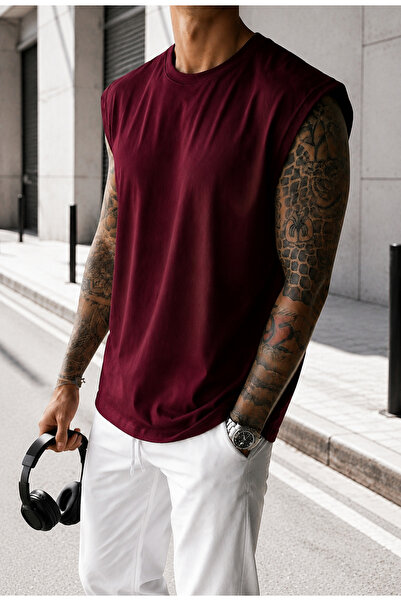 FAVORİST Plain Men's Combed Cotton Fabric (Zero Sleeve) T-Shirt