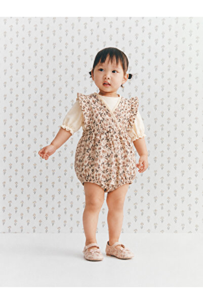 Tifina Kids Baby Girl Floral Patterned Collar Embroidered Jumpsuit Thin Long ...