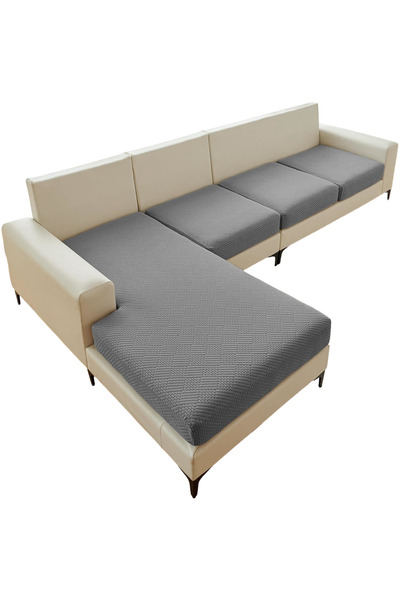 OtherMax Husă Elastică pentru Canapea, Solidă, L-Shape, 4 Piese, Gri Închis —...