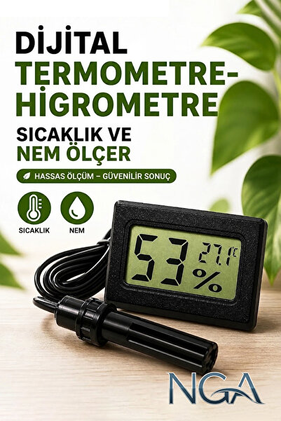 NGA Dijital Termometre Nem ve Sıcaklık Ölçme Cihazı Problu Kuluçka için, Higr...