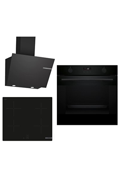 Bosch indüksiyon Ocaklı Siyah 3 lü Ankastre Set 651 ( HUA736EA0T - PUG61KAA5E...