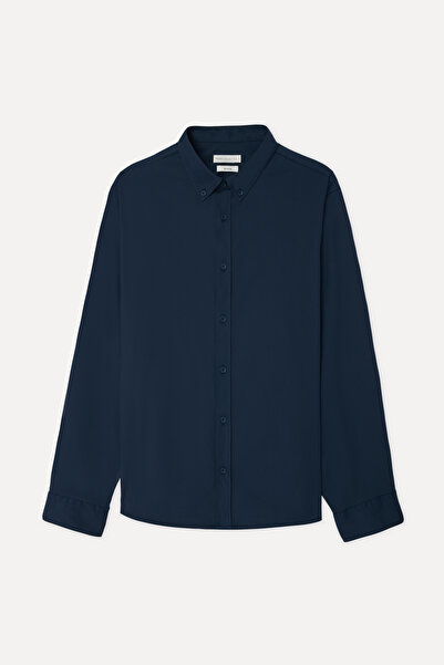 Mudo Men's Navy Blue Regular Fit Long Sleeve Shirt