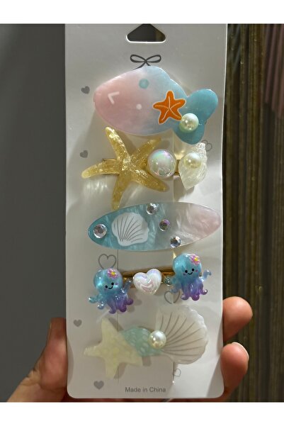 MODA Sea-Themed Hair Clip Set of 5 – Featuring Starfish, Seashell, and Octopu...