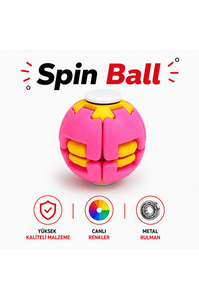 Pembe SpinBall Stres Topu Metal Rulmanlı Uzun Dönüş Süreli
