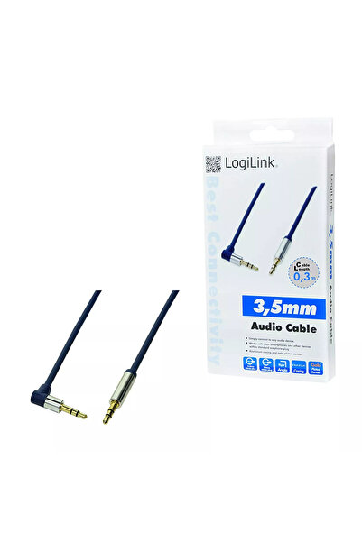 LogiLink Cablu audio stereo Jack 3.5 mm la 90 de grade, 0.3m, tată-tată, plac...