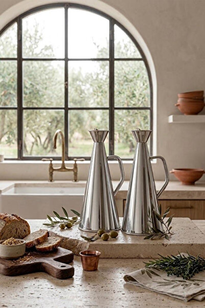 Kitchen Life Σετ 2 τεμαχίων από ανοξείδωτο ατσάλι 1 λίτρου, καράφα για λάδι, ...