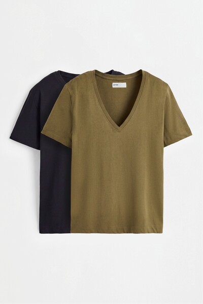 LEFTIES 2'li V yaka t-shirt paketi