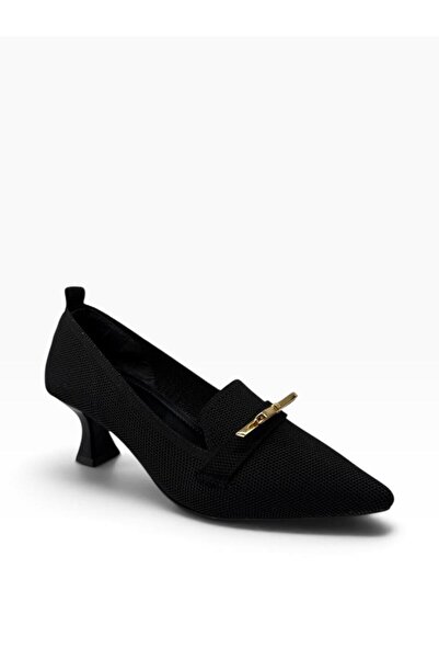 COŞKUN AYAKKABI Black Knitwear Women's Heeled Shoes