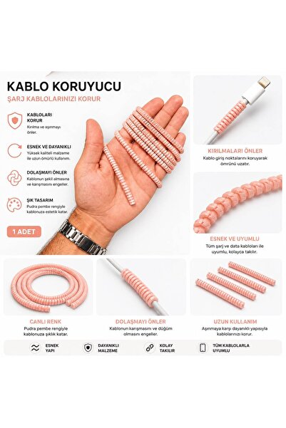 izel aksesuar Rainbow Spiral Cable Protector Compatible for All Cables