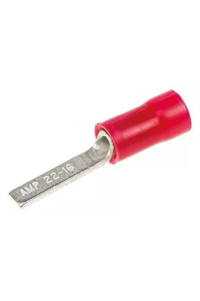 TE Connectivity Flat end 2.95mm 0.26/1.65mm2 crimped on insulated cable red 1...