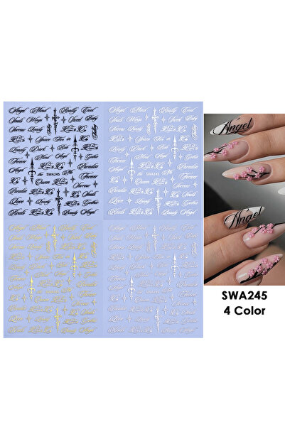 Choice3 SWA245 4 Color 4pcs English Letter Nail Stickers Gothic Style Y2K Coo...