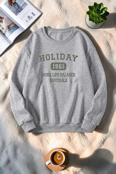 uyguntarz Unisex Holiday Printed Crew Neck Sweatshirt