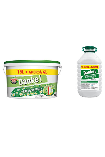 Danke Vopsea lavabila interior – peretii respira, alba, 15 L + amorsa 4 L