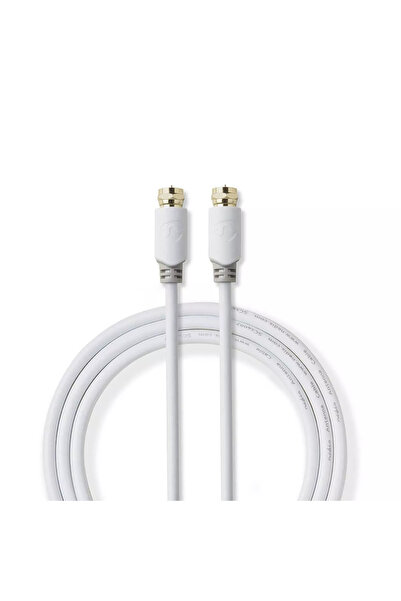 Nedis Cablu coaxial F tată – F tată 2m alb dublu izolat cupru