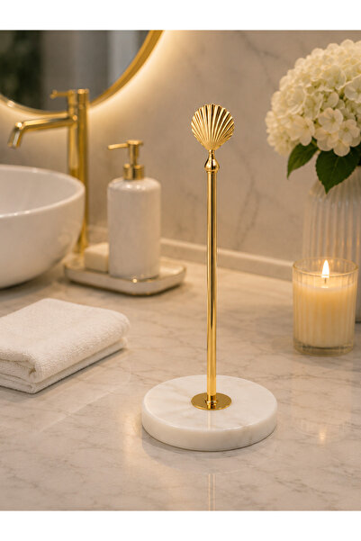 Hinora Paper Towel Holder with Shell Figure on Marble Base – Decorative Kitch...