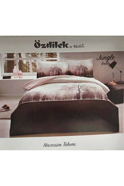 Özdilek Ranforce -Jungle Bordo- Double Duvet Cover Set