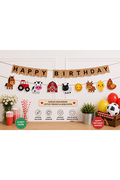 Partifabrik Farm Animals Themed Wall Decoration Ornament Farm Set of 2