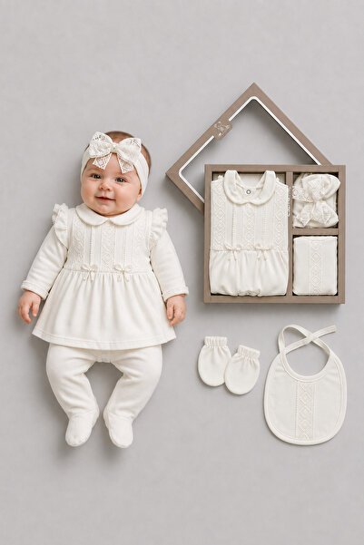 BABYDEN'S Baby Girl 5-Piece 100% Cotton Mevlüt Set Hospital Discharge Set Ruf...