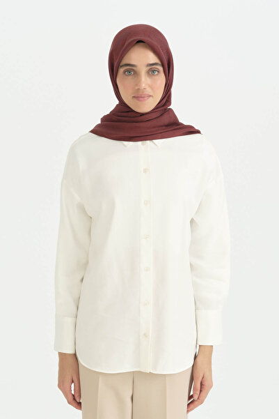 Nihan Cotton Naia Blend Natural Scarf - Burgundy