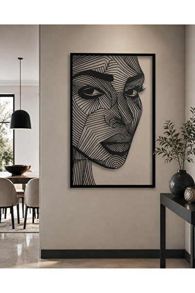 Genel Markalar Soyut Kadın Yüzü Metal Duvar Tablosu 50x80 cm – Siyah Dekorati...