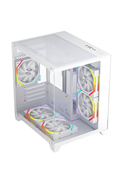 1ST PLAYER 1stPLAYER Gaming BV5-wh case, 5 aRGB plus PWM fans, Micro-ATX, rem...