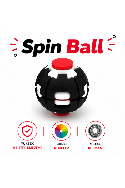 Siyah-Beyaz SpinBall Stres Topu Metal Rulmanlı Uzun Dönüş Süreli