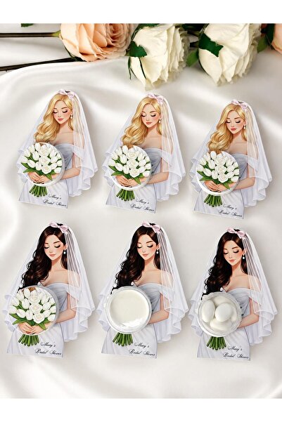 10 Adet Kişiye Özel Gelin Temalı Hediyelik Kutu – Bridal Shower – Bekârlığa Veda – El Kremi veya Badem Şekeri