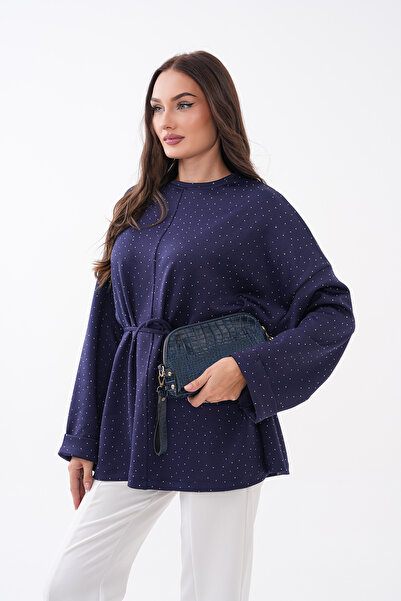 Mega Life Stone-Detail Oversized Tunic with Slits