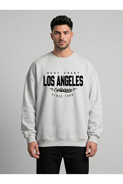 ZAVIXO Φούτερ Oversize με στάμπα Los Angeles California West Coast, με λαιμόκ...