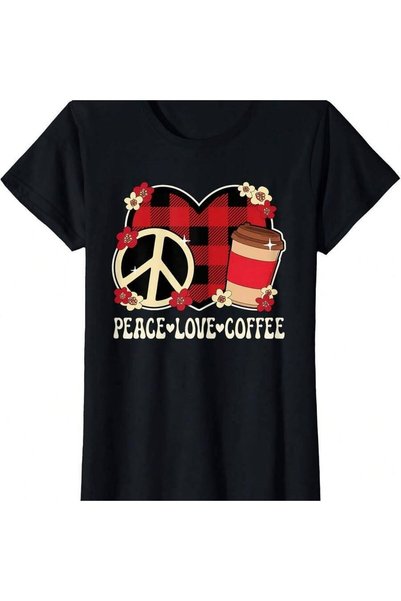 26LIK تي شيرت نسائي لطيف بتصميم Peace Love Lover Outfit للنساء والمراهقات
