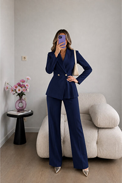 Ekim Store Prednja plisirana jakna, pantalone, dupli blejzer set
